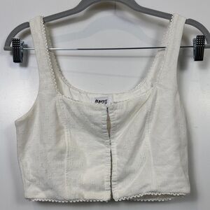 Princess Polly White Textured Front Closure Crop Top